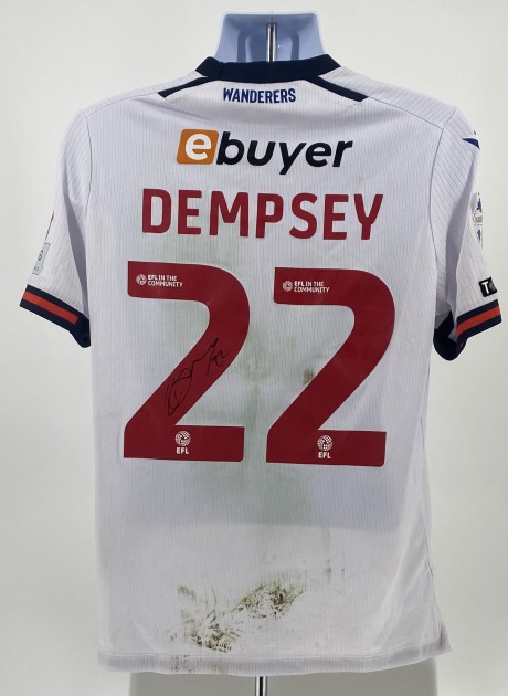 Maglia indossata e autografata dal Bolton Wanderers di Kyle Dempsey contro l'Exeter City