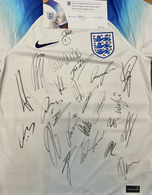 Maglia firmata della squadra dell'Inghilterra per i Mondiali 2022