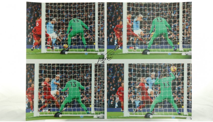 "Manchester City Legend Sergio Aguero's goal against Liverpool" Signed Picture