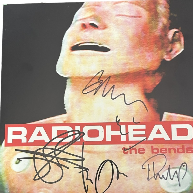 LP in vinile e cartolina firmati "The Bends" dei Radiohead