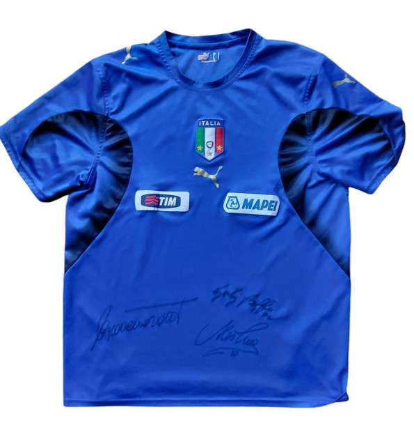 Italy Training Shirt - Signed by Del Piero, Totti and Buffon