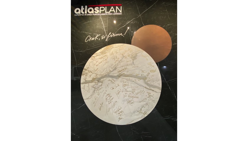 Atlas Plan Table Signed by 70 Italian and International Celebrities