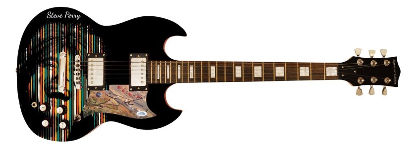 Steve Perry of Journey Signed Pickguard on a Custom Signature Edition Guitar