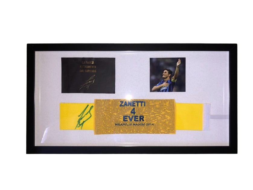 "Zanetti 4 Ever" Framed Captain's Armband - Signed by Javier Zanetti