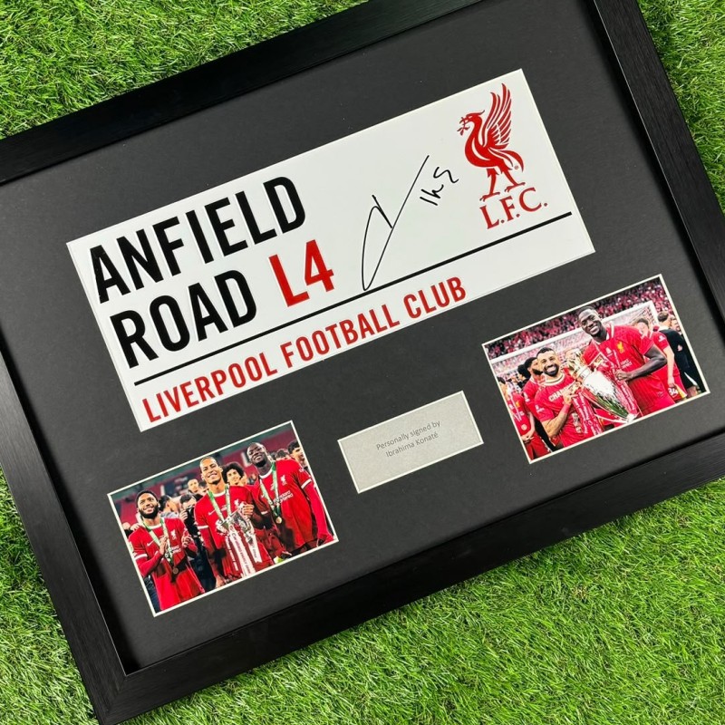 Ibrahima Konate Liverpool Football Club Signed Road Sign 