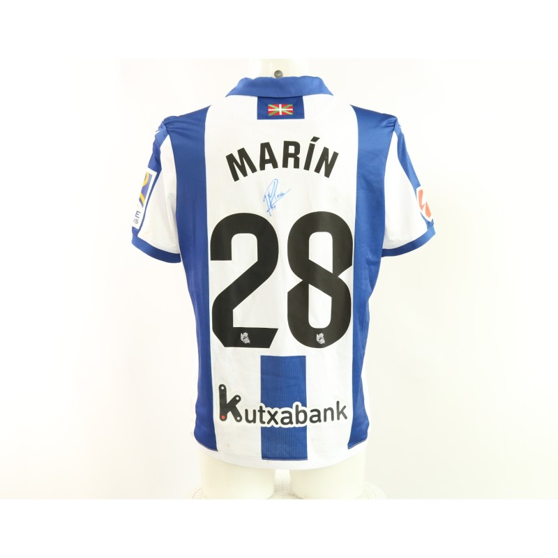 Maglia Marín Real Sociedad vs Espanyol Unwashed, 2025 - Autografata