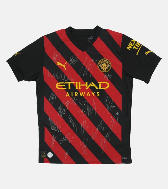 Maglia da trasferta firmata della squadra del Manchester City 2022/23