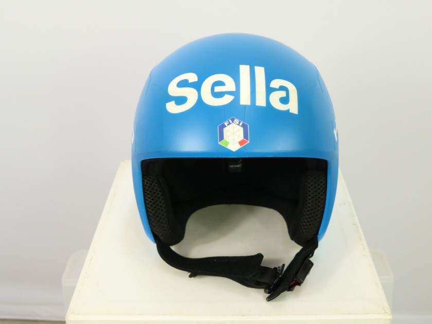 Casco da gara da sci indossato e firmato da Elena Curtoni - Sci Alpino 2023