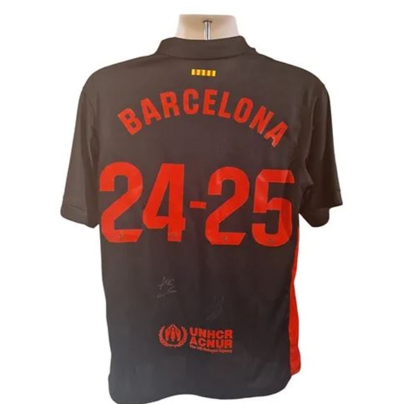 Maglia away Hansi Flick e Jules Kounde FC Barcelona 2024/25 - Autografata