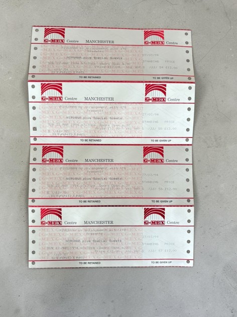 Four Nirvana Manchester 1994 Tickets All Attached