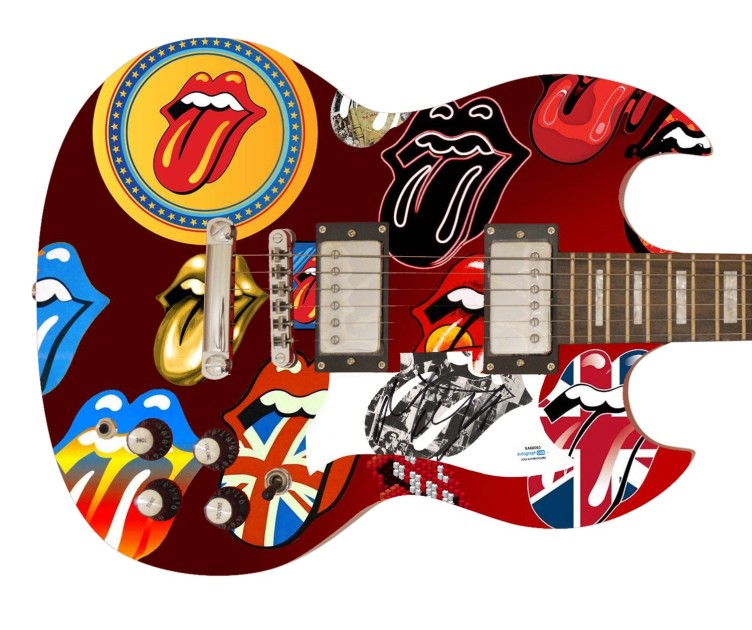 Mick Jagger dei Rolling Stones chitarra grafica personalizzata firmata