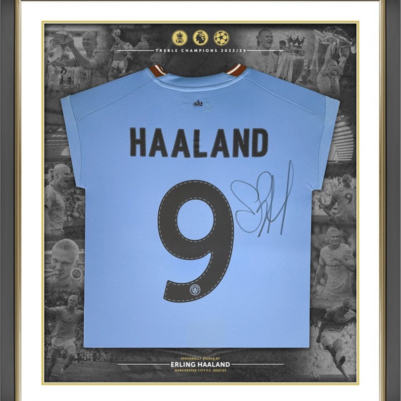 Erling Haaland Manchester City 2022/23 Signed And Framed Shirt