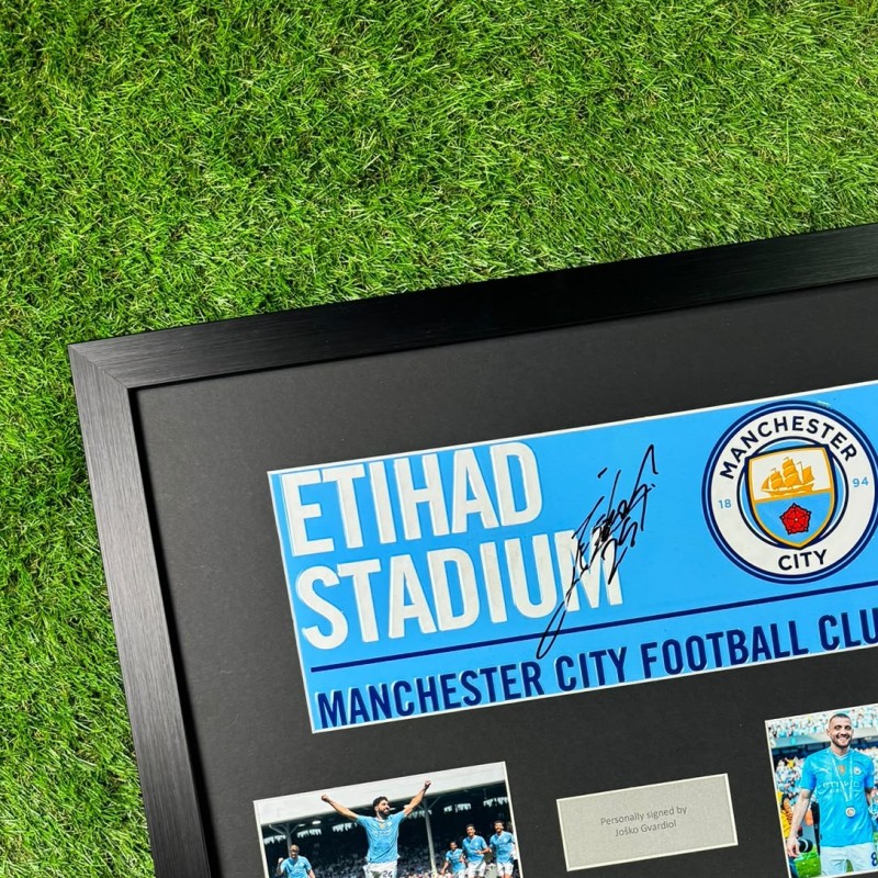 Josko Gvardiol Signed Manchester City Football Road Sign Framed