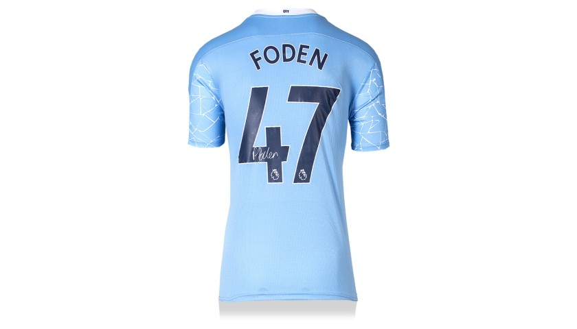 Phil Foden Back Signed Manchester City 2020-21 Home Shirt