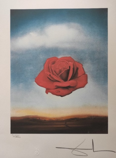 "Meditative Rose " Lithograph Signed by Salvador Dalí