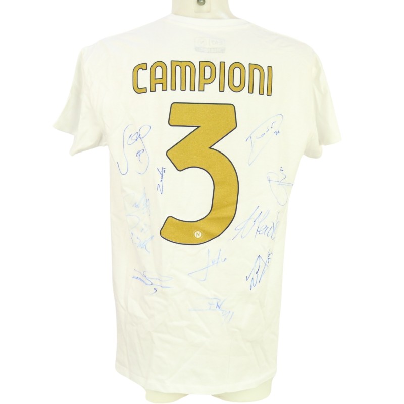 T-shirt ufficiale Campioni Napoli - Autografata dalla rosa