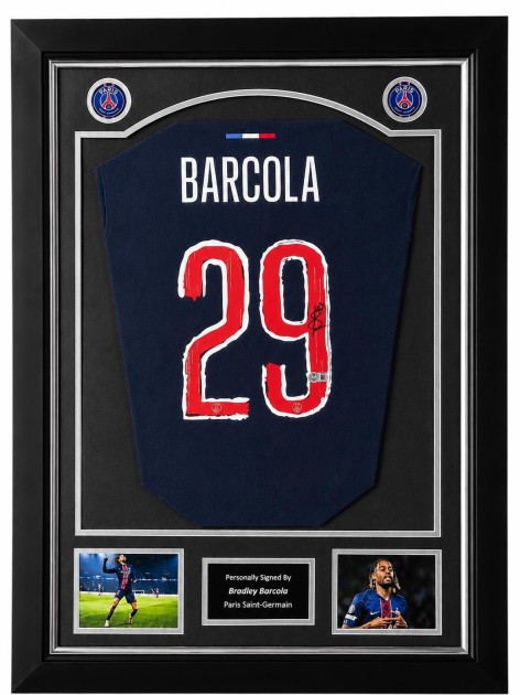 Maglia Paris Saint-Germain Bradley Barcola - Autografata e incorniciata