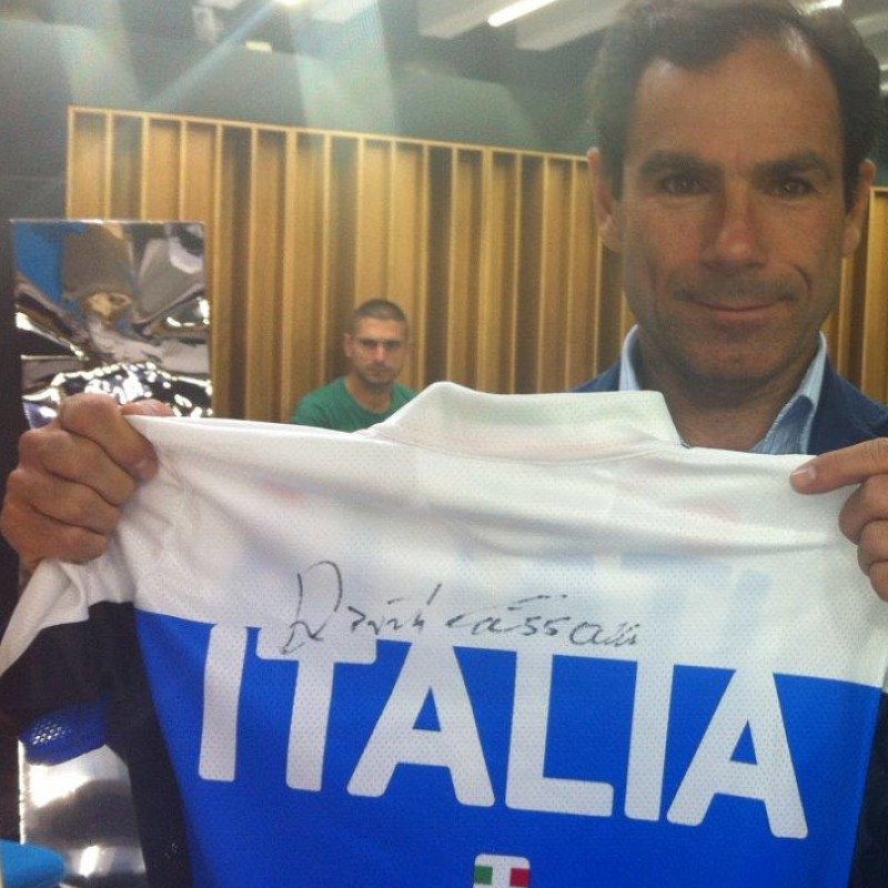 Italy National Cycling team official shirt, signed by manager Davide Cassani