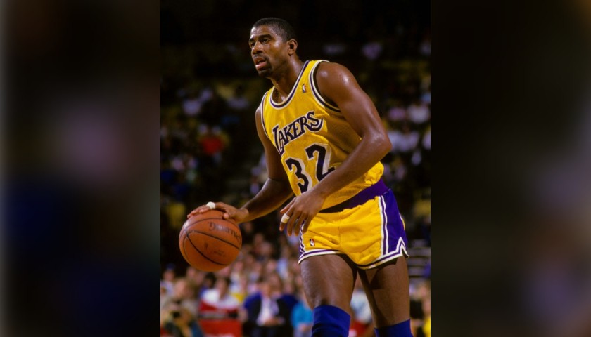 Magic Johnson's Official LA Lakers Jersey - Signed by Johnson and Bryant -  CharityStars