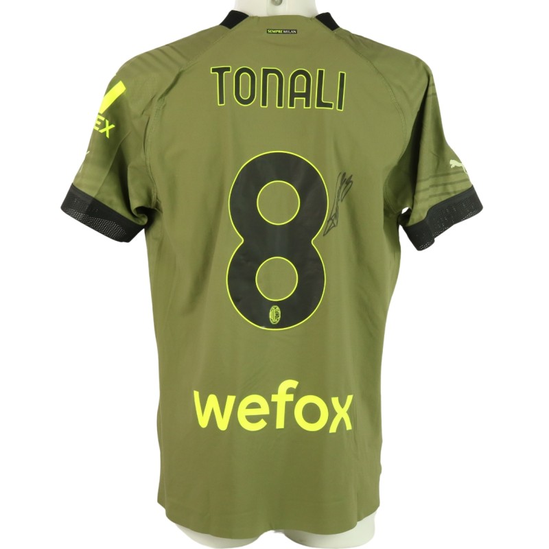 Tonali's Issued Signed Shirt, Milan vs Lazio 2023 