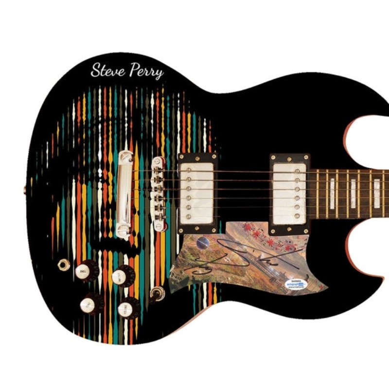 Steve Perry of Journey Signed Pickguard on a Custom Signature Edition Guitar