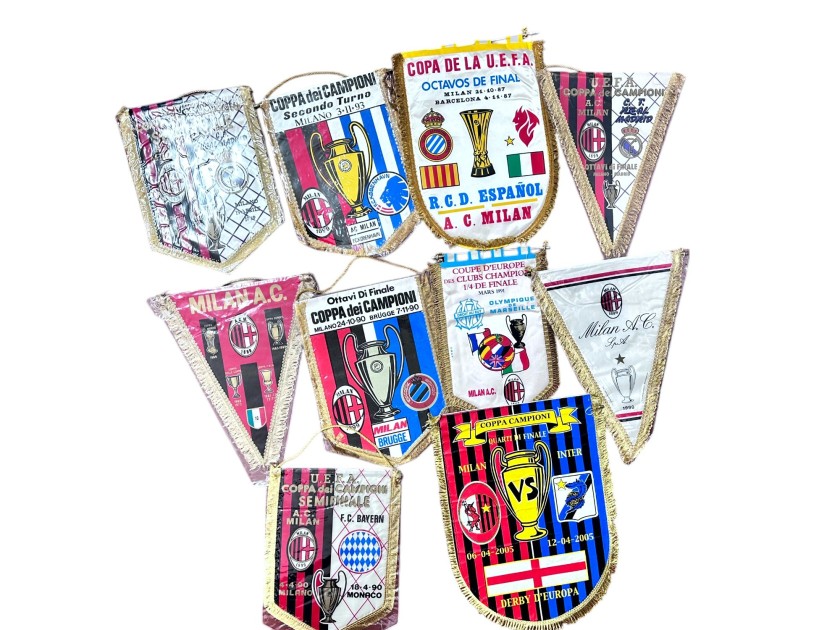 Milan's European Matches Collection of Ten Official Pennants