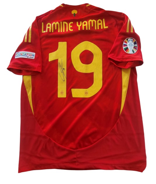 Yamal's Spain vs England Signed Issued Shirt, EURO 2024