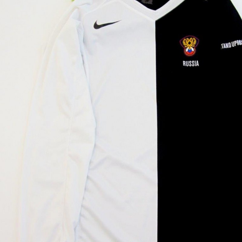 Russia match issued/worn shirt vs racism, friendly match 2005