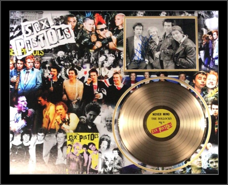 The Sex Pistols Signed Gold Disc Display