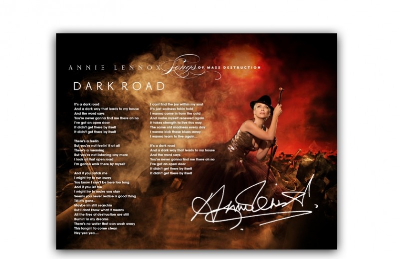Signed "Dark Road" Lyric Sheet