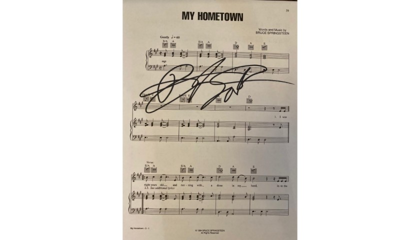 Bruce Springsteen Signed My Hometown Sheet Music
