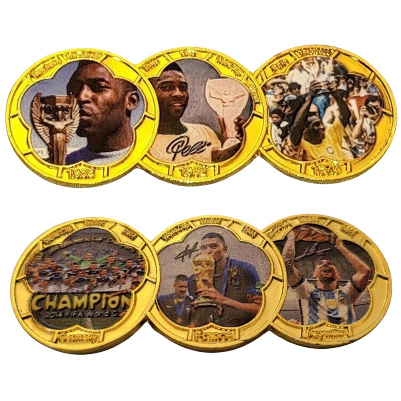Pele World Cup Winners Gold Plated Triple Coin