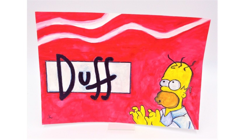 "Desiderio Duff" Original Homer Simpson Board by J.E.