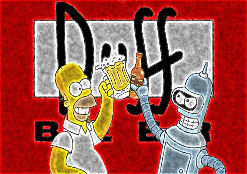 "Homer and Bender Vs Duff" NFT by John Efrem