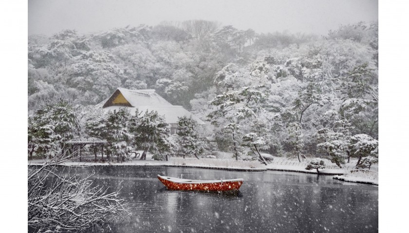 Steve McCurry and Sudest57 - "Boat Covered in Snow in Sankei-en Garden" by McCurry