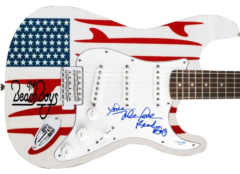 Mike Love of The Beach Boys Signed Custom Graphics Guitar