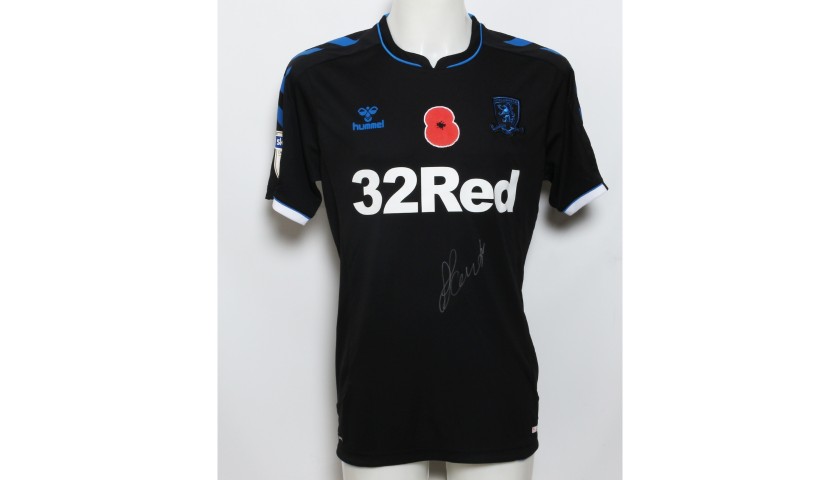 George Saville's Middlesbrough Signed and Worn Away Poppy Shirt 