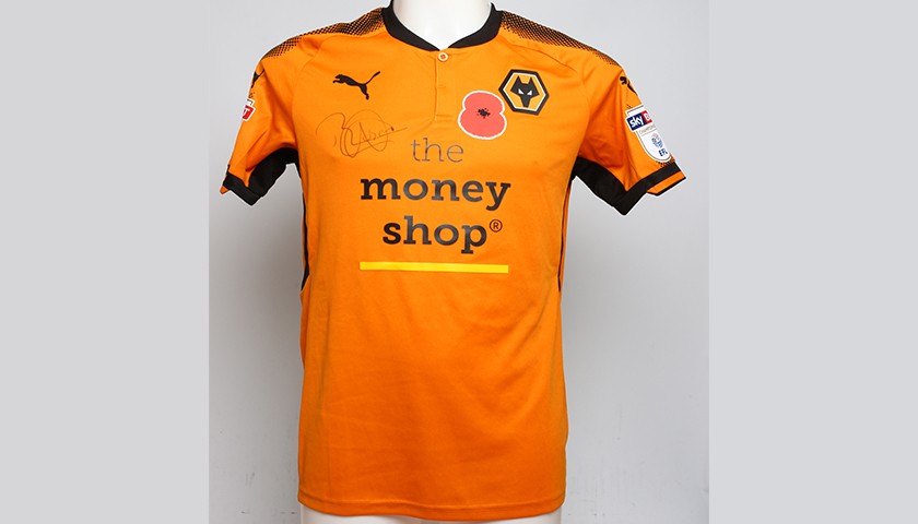 Poppy Shirt Signed by Wolverhampton Wanderers FC's Rúben Neves