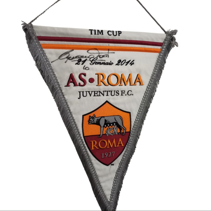 Match Pennant, Roma vs Juventus 2014 - Signed by Francesco Totti