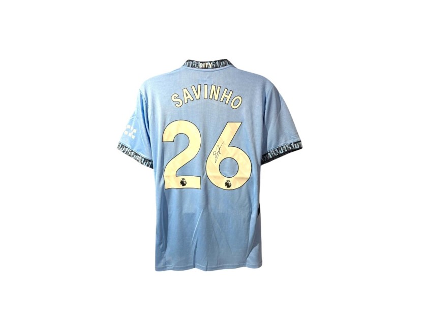 Replica della maglia firmata da Savinho del Manchester City 2024/25