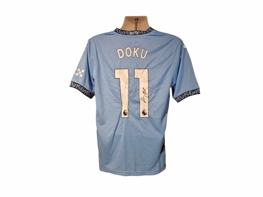 Replica maglia firmata da Jeremy Doku del Manchester City 2024/25