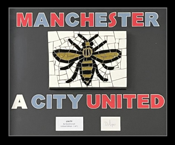 'Manchester Bee, a City United' Mosaic Artwork by David Arnott