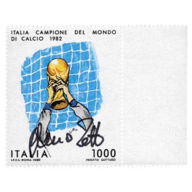 1.000 Lire 1982 Fifa World Cup - Francobollo Autografato