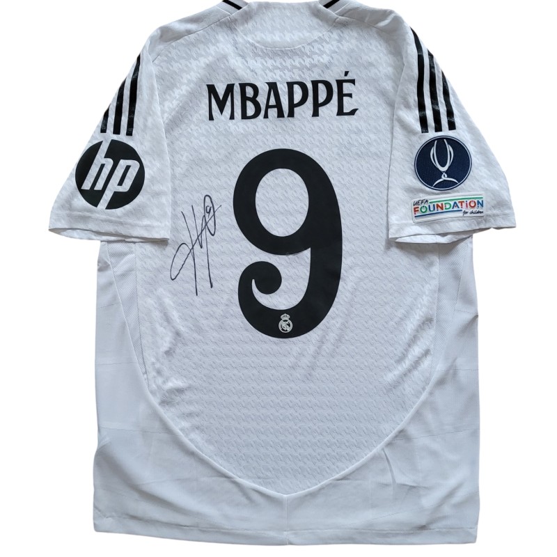 Maglia preparata Mbappe Real Madrid vs Atalanta, UEFA Supercup 2024 - Autografata