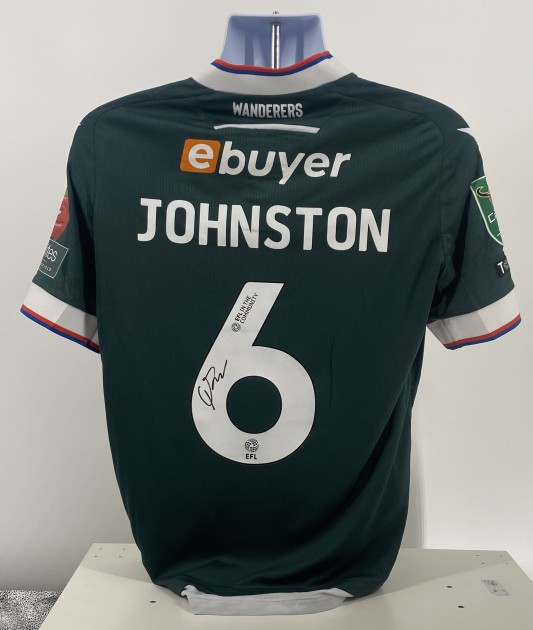 Maglia da trasferta firmata di George Johnston del Bolton Wanderers, contro l'Arsenal