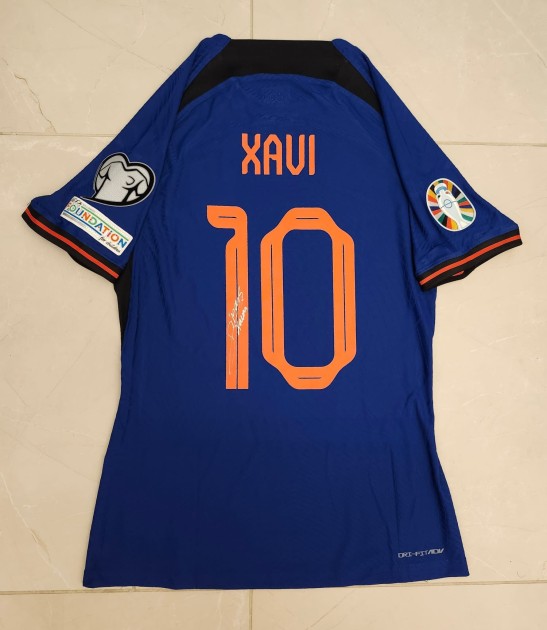 Xavi Simons' Netherlands Match Issued Signed Away Shirt