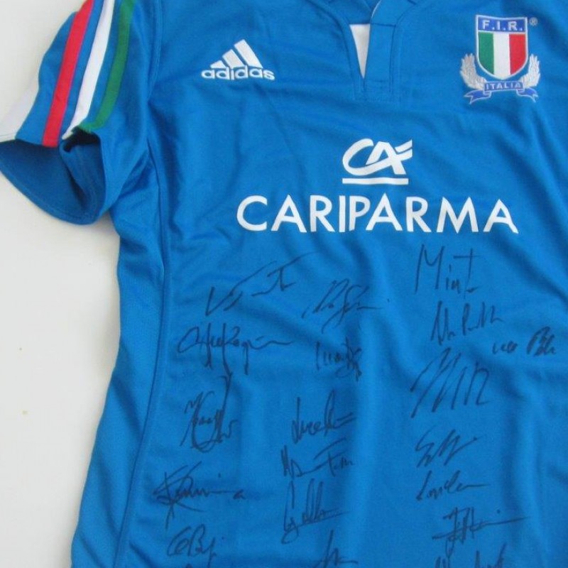Maglia Nazione Italiana di Rugby del Sei Nazioni autografata dalla rosa