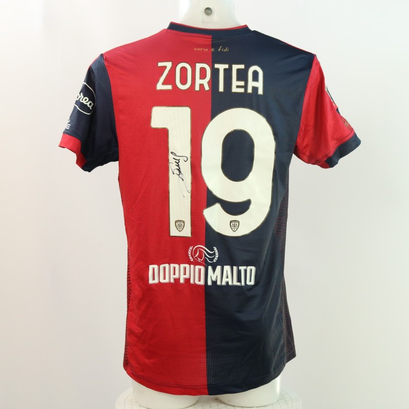 Zortea's Signed Unwashed Shirt, Cagliari vs Cremonese Coppa Italia 2024