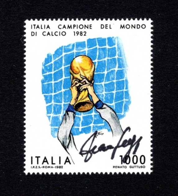 1.000 Lire 1982 Fifa World Cup - Francobollo Autografato da Franco Selvaggi