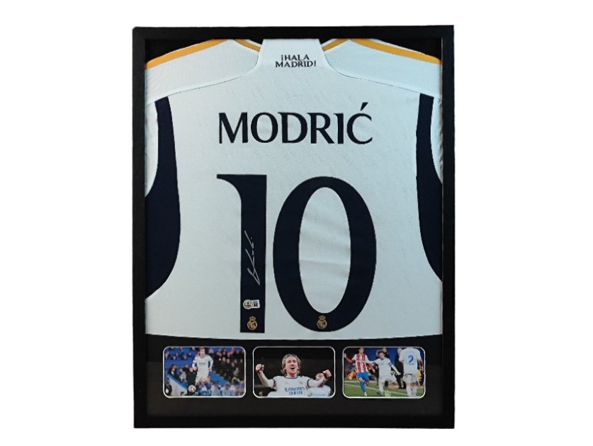 Maglia Luka Modric Real Madrid in cornice deluxe di alta qualità - Autografata